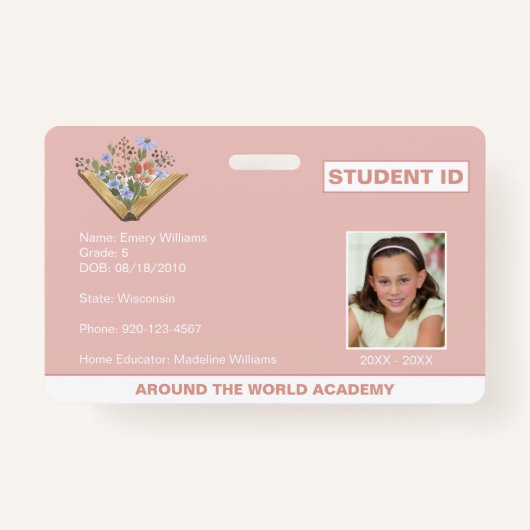 Homeschool Student ID Book Design Badge (Voorkant)
