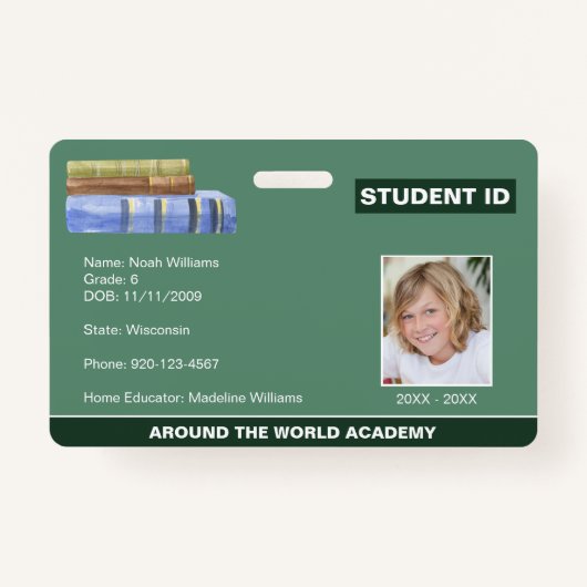 Homeschool Student ID Book Stack Badge (Voorkant)