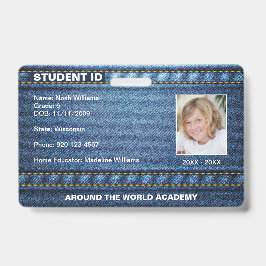Homeschool Student ID Denim Jean Badge