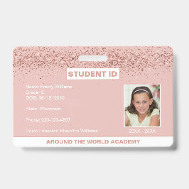 Homeschool Student ID Roos Gold Glitter Badge