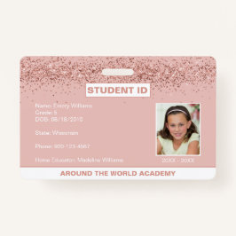 Homeschool Student ID Roos Gold Glitter Badge