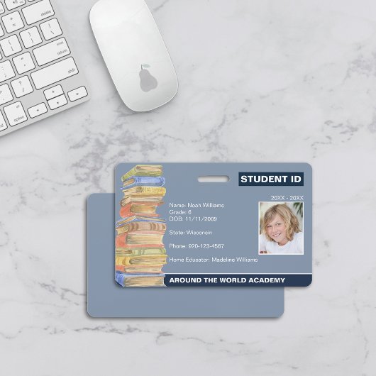 Homeschool Student ID Stapel Boeken Badge