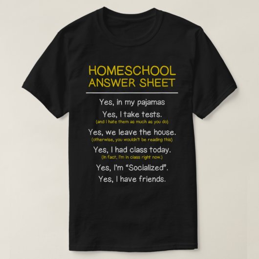 Homeschool Student Kinder grappige studie thuis T-shirt (Design voorkant)