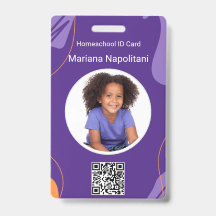 Homeschool-studenten-ID-badge | Paars & Oranje