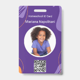 Homeschool-studenten-ID-badge | Paars & Oranje Badge