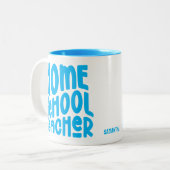 Homeschool Teacher | Blue Typography Tweekleurige Koffiemok (Voorkant links)