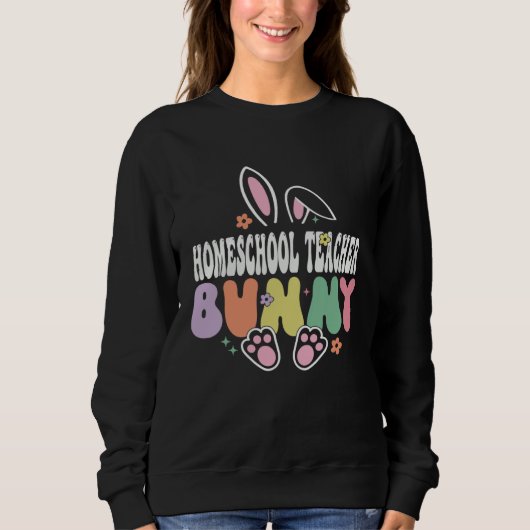 Homeschool Teacher Bunny Easter Day Groovy Family  Trui (Voorkant)