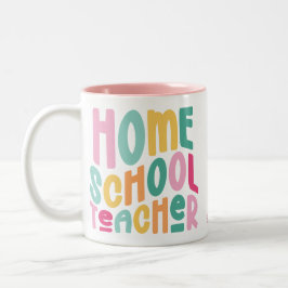 Homeschool Teacher Colorful Text Tweekleurige Koffiemok