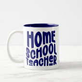Homeschool Teacher | Dark Blue Typography Design Tweekleurige Koffiemok (Links)