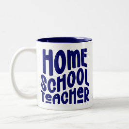 Homeschool Teacher | Dark Blue Typography Design Tweekleurige Koffiemok