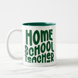 Homeschool Teacher | Green Typography Design Tweekleurige Koffiemok