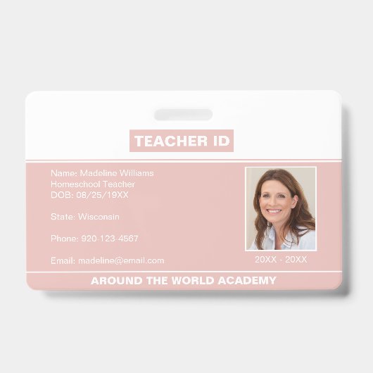 Homeschool Teacher ID Badge Roos Gold (Voorzijde)