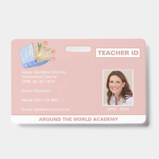 Homeschool Teacher ID Book Flowers Badge (Voorkant)