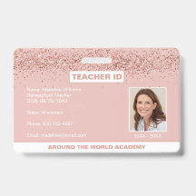 Homeschool Teacher ID Roos Gold Glitter Badge