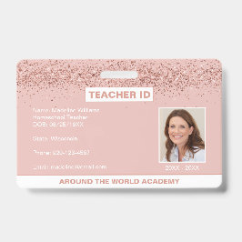 Homeschool Teacher ID Roos Gold Glitter Badge