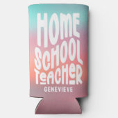 Homeschool Teacher | Pink Aqua Ombre Seltzer Blikjeskoeler (Achterkant)