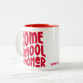 Homeschool Teacher | Red Typography Design Tweekleurige Koffiemok (Voorkant links)