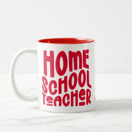 Homeschool Teacher | Red Typography Design Tweekleurige Koffiemok