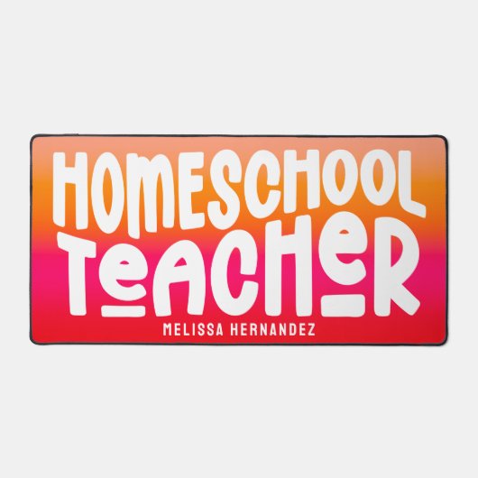 Homeschool Teacher | Text Design Orange Red Ombre Bureaumat (Voorkant)