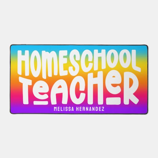 Homeschool Teacher | Text Design Rainbow Ombre Bureaumat (Voorkant)