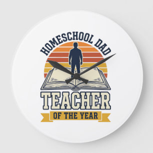 Homeschool Vader Leraar Van Het Jaar Vintage T-shi Grote Klok