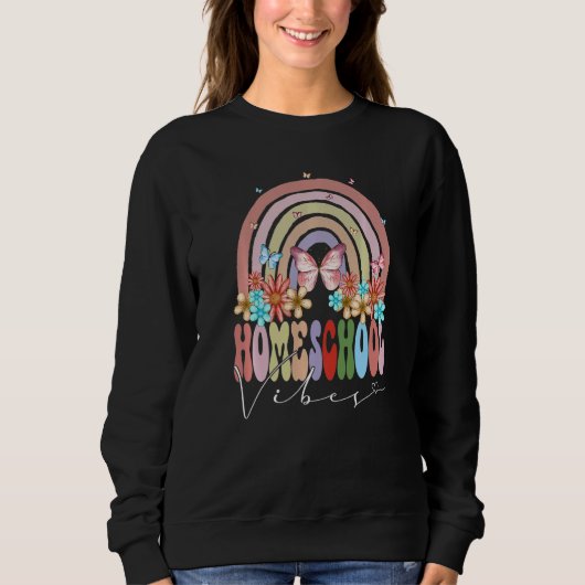 Homeschool Vibes Back To School Rainbow Groovy Flo Trui (Voorkant)