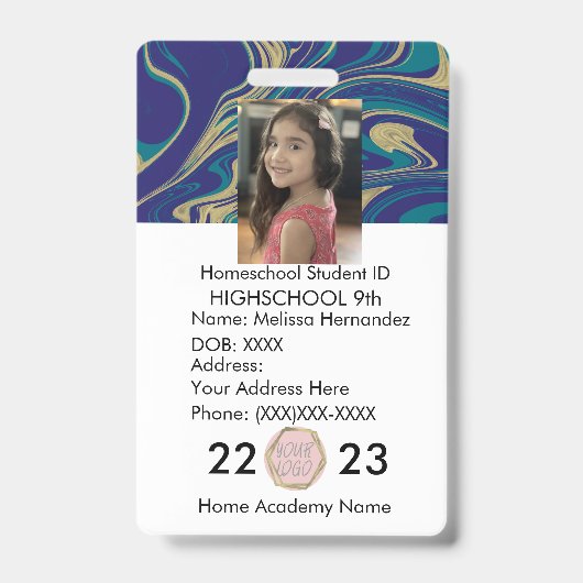 Homeschooling School ID Abstracte Foto Badge (Voorzijde)