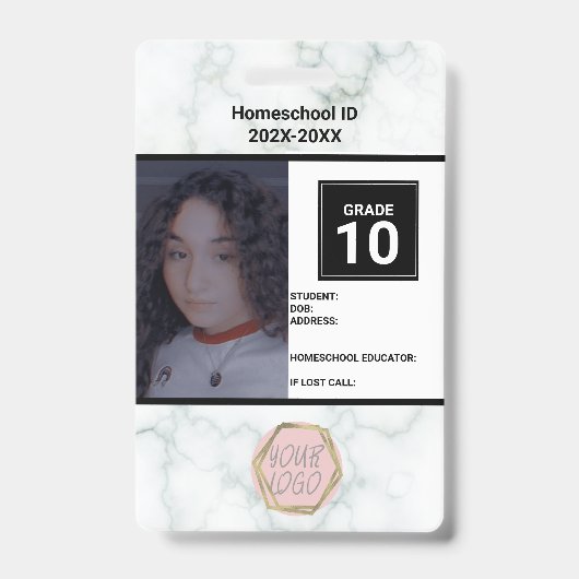Homeschooling Unschooling Privé Marmeren ID Badge (Voorzijde)