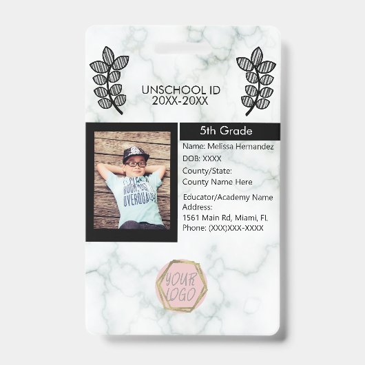Homeschooling Unschooling Privé Student Marmer Badge (Voorzijde)