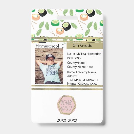 Homeschooling Unschooling Privé Student Sushi Badge (Voorzijde)