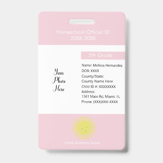 Homeschooling Unschooling Privé Student Zonne Badge (Voorzijde)