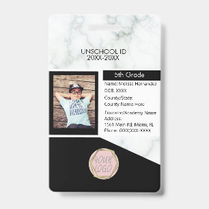 Homeschooling Unschooling Student Marmer Zwart Badge