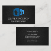 Homespion | Zwarte textuur | Onroerend goed Visitekaartje (Voorkant / Achterkant)