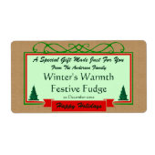 Homespun Burlap met Holiday Trees met geschetste c Etiket (Voorkant)