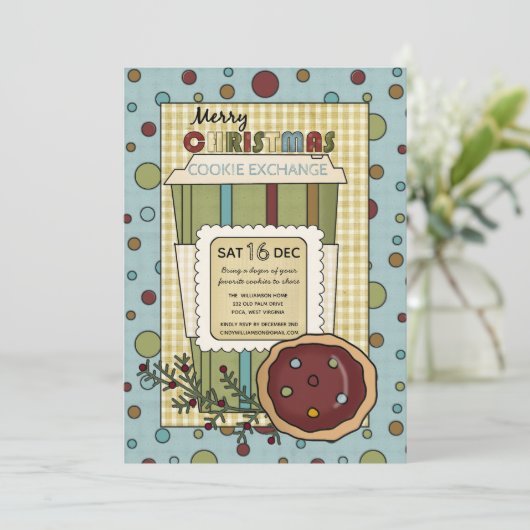 Homespun Country Christmas Cookie Exchange Kaart (Staand voorkant)