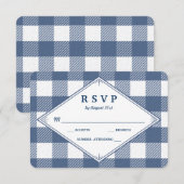 Homespun Gingham Wedding RSVP Kaart (Voorkant / Achterkant)