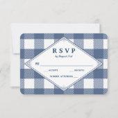 Homespun Gingham Wedding RSVP Kaart (Voorkant)