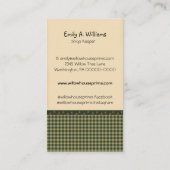 Homespun Gingham Willow Tree Primitive Country Visitekaartje (Achterkant)