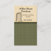 Homespun Gingham Willow Tree Primitive Country Visitekaartje (Voorkant)
