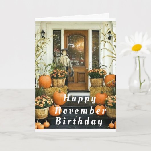 HOMESPUN GREETT *HAPPY NOVEMBER BIRTHDAY* KAART (Kleine Plant)