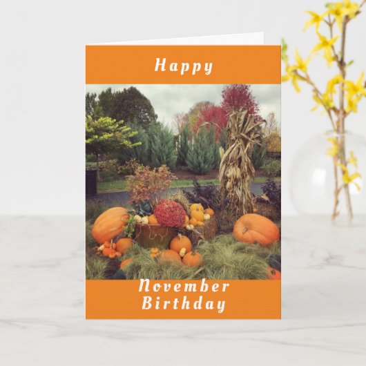 HOMESPUN GREETT *HAPPY NOVEMBER BIRTHDAY* KAART (Gele Bloem)