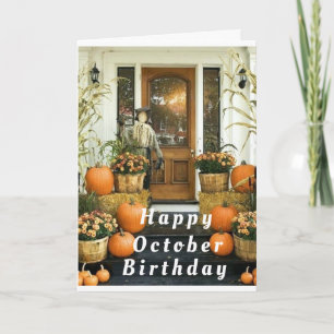 HOMESPUN GREETT *HAPPY OKTOBER BIRTHDAY* KAART