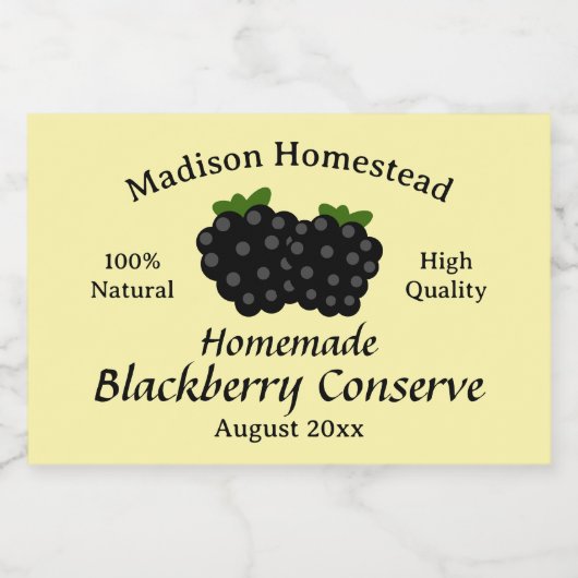 Homestead Blackberry Conserve Jelly Jam sjabloon Voedselcontainer Etiket (Enkel label)