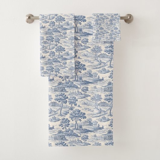 Homestead Blue Toile Bad Handdoek (Insitu)