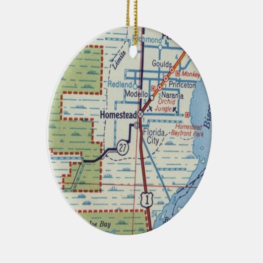 Homestead Florida  map Keramisch Ornament (Rechts)
