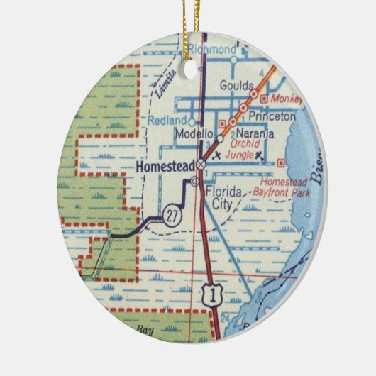 Homestead Florida  map Keramisch Ornament (Links)