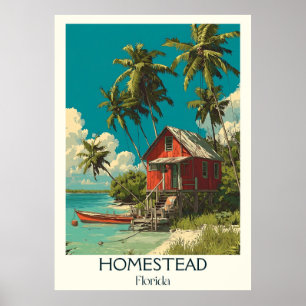 Homestead Florida Vintage Rustieke Reiskunst Poster