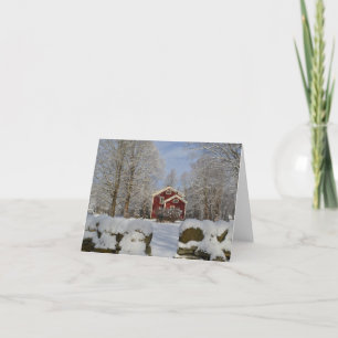 Homestead in de winter feestdagen kaart