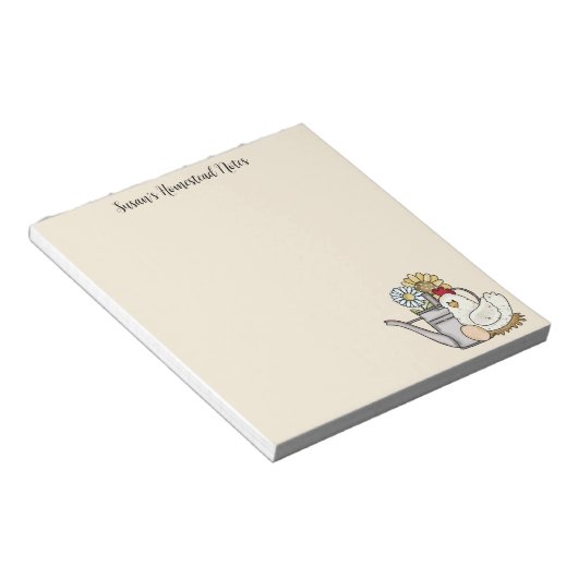 Homestead merkt Schattigee kip en gieter op Notitieblok (Schuin)