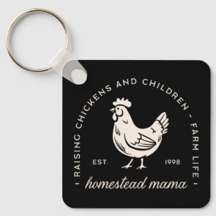 Homestead moeder opvoeden kippen en kinderen grapp sleutelhanger